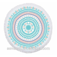 Geometric patterns Garden Mandala Round Beach Towel - Aqua/Orange BT-558 China Supplier